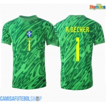 Camisa de time de futebol Brasil Alisson Becker #1 Goleiro Replicas 1º Equipamento Copa America 2024 Manga Curta